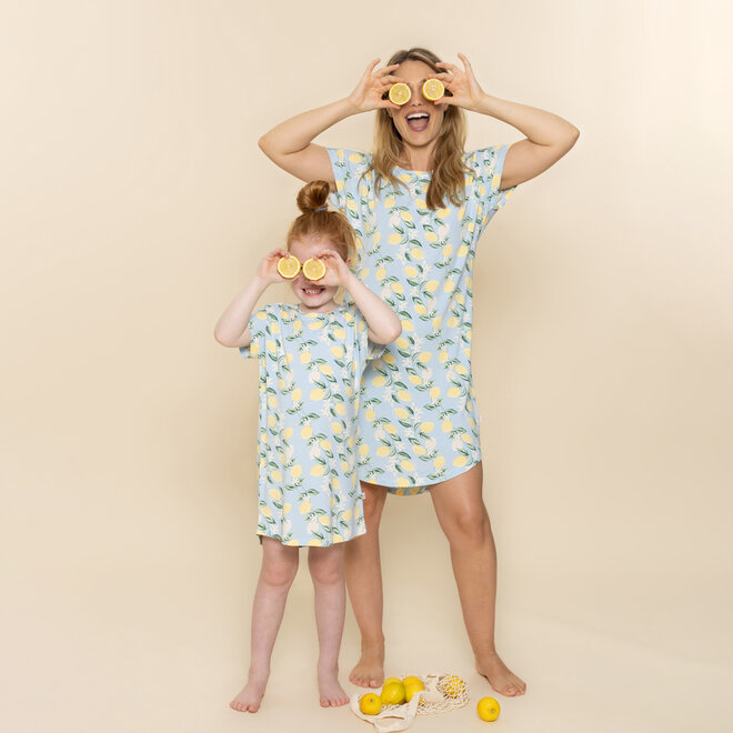 Charlie Choe Women's Pyjama Oversized Shirt Light Blue Lemon