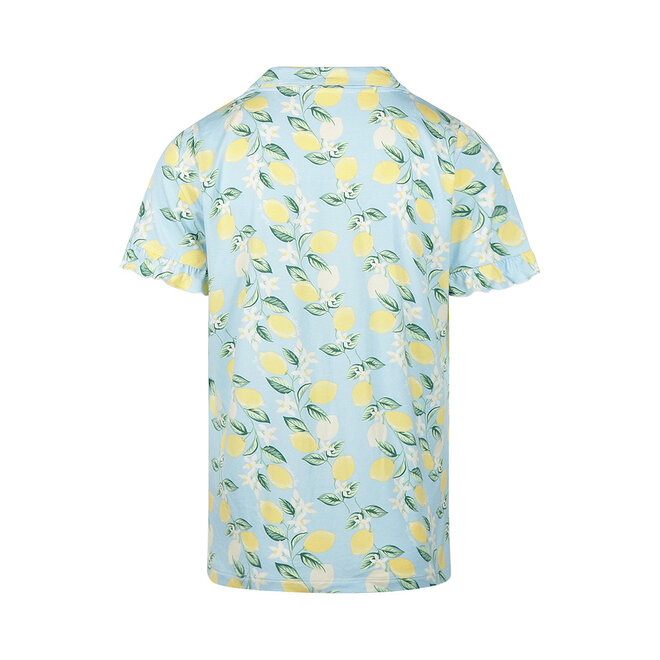 Charlie Choe Dames Ruffle Pyjamashirt Lichtblauw Citroen