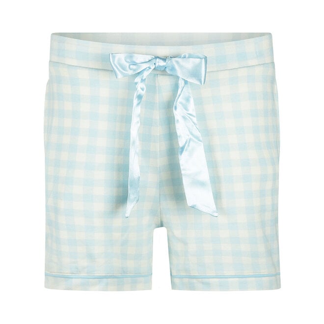 Charlie Choe Dames Pyjama Short Lichtblauw Geruit