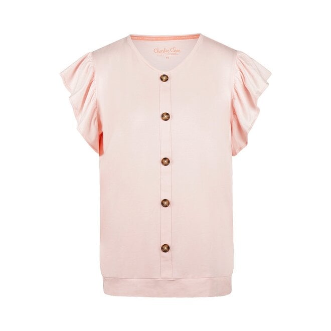 Charlie Choe Dames Boxy Pyjama T-shirt sierknopen Licht Peach