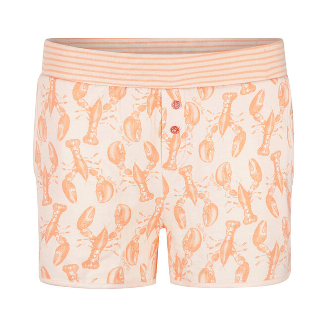 Charlie Choe Damen Pyjama-Shorts Hellpfirsichfarben mit Krebsmotiven