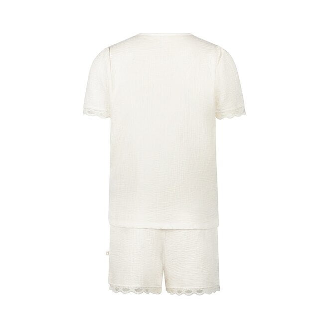 Charlie Choe Damen Pyjama-Shorts-Set Weiß Baumwolle