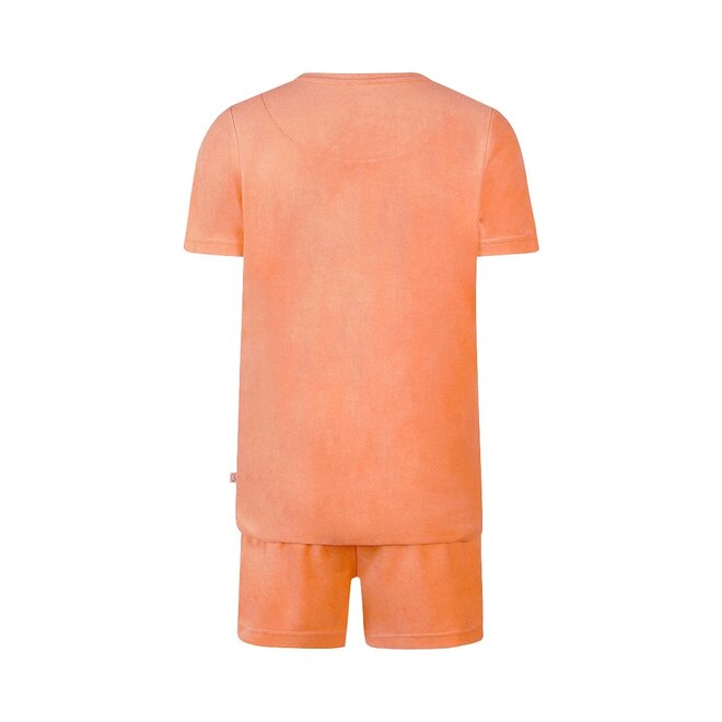 Charlie Choe Damen Velours Pyjama Shorts Set Pfirsich