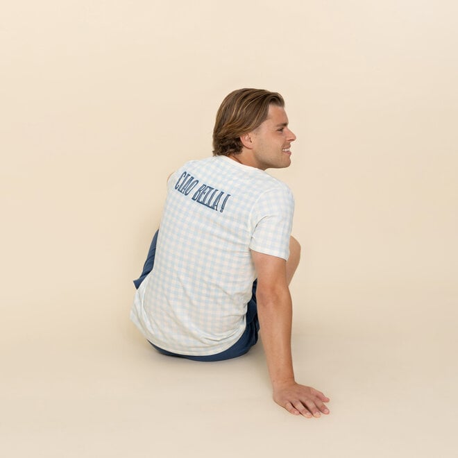 Charlie Choe Men's Pyjama Shorts Set Light Blue Check