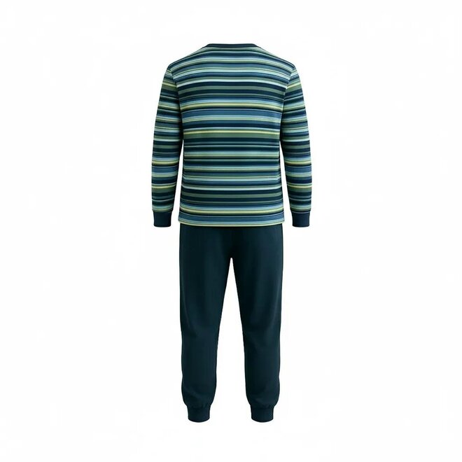 Charlie Choe Herren Pyjama marineblau gestreift