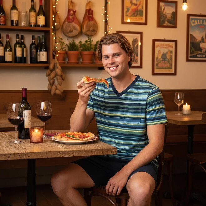 Charlie Choe Men's Pyjama Shortama Navy Striped