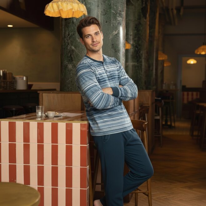 Charlie Choe Men's Pyjama Navy Striped Buttons