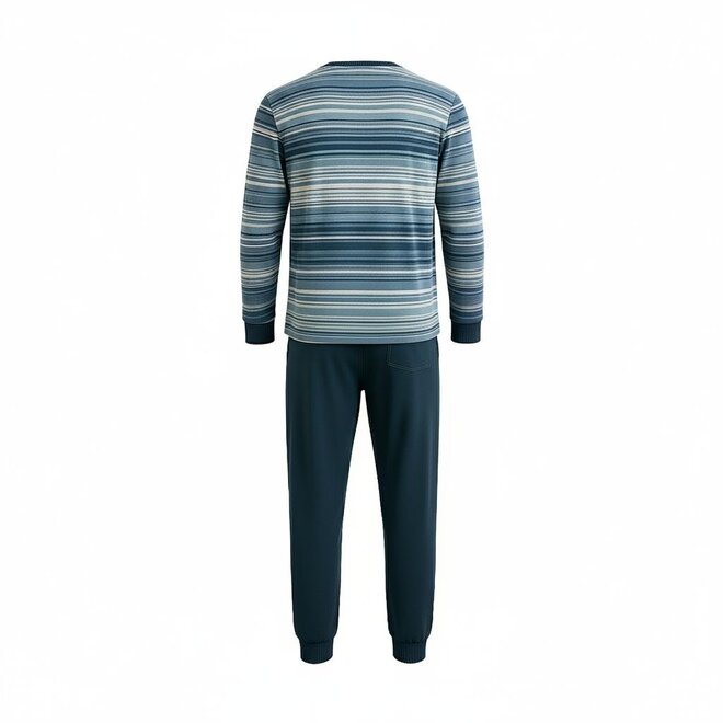 Charlie Choe Heren Pyjama Navy Gestreept Knoopjes