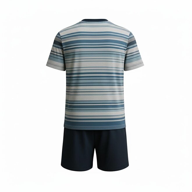 Charlie Choe Men's Pyjama Shortama Navy Striped Buttons