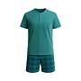 Charlie Choe Herren Pyjama Shortama grün-blau kariert