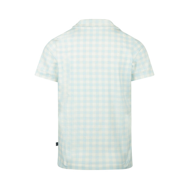Charlie Choe Damen Pyjama-Shirt Hellblau Kariert