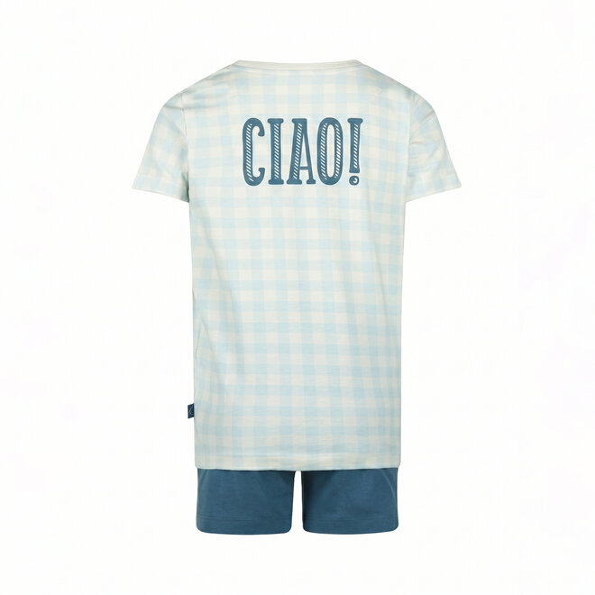Charlie Choe Boys Pyjama Shortama Light Blue Checked