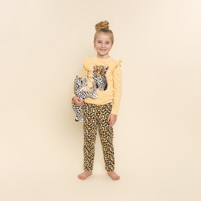Charlie Choe Meisjes Pyjama Okergeel Panterprint