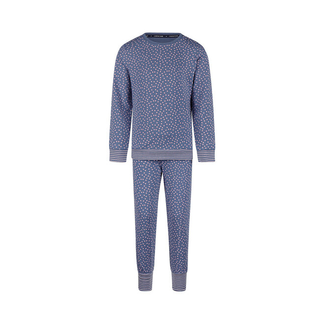 Charlie Choe Girls’ Lounge Set Blue and Pink Polka Dots