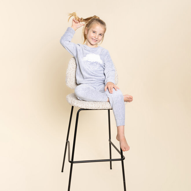 Charlie Choe Mädchen-Velours-Set, grau, Schaf