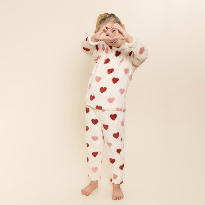 Charlie Choe Mädchen-Comfy-Set, cremefarben, mit Herzchen