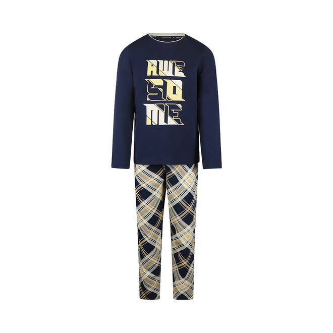 Charlie Choe Jongens Pyjama Navy Beige Ruit