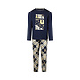 Charlie Choe Jungen-Pyjama Marineblau-Beige Karomuster
