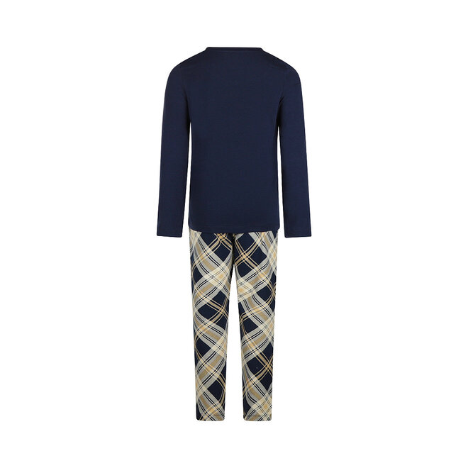 Charlie Choe Jongens Pyjama Navy Beige Ruit