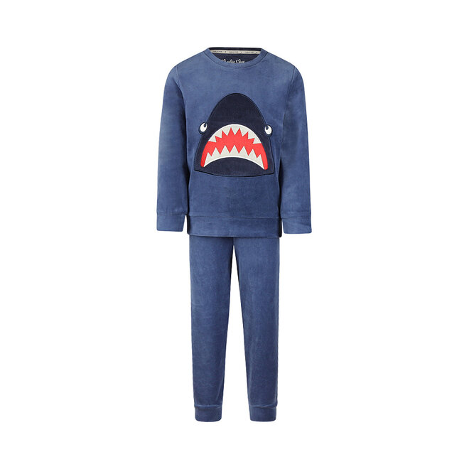 Charlie Choe Jungen-Velours-Set Blau Hai
