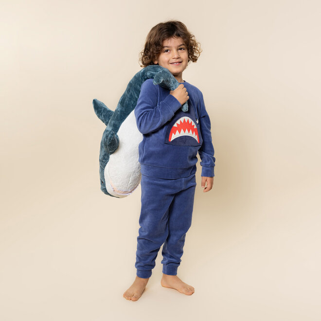 Charlie Choe Jungen-Velours-Set Blau Hai