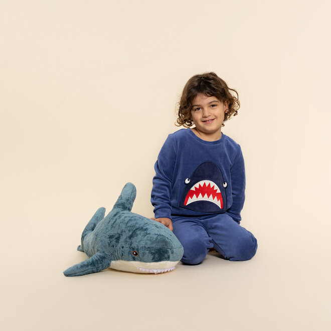 Charlie Choe Jungen-Velours-Set Blau Hai