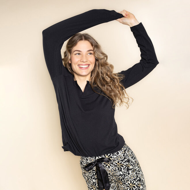 Charlie Choe Damen-Pyjama-Shirt, schwarz