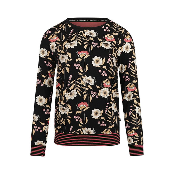 Charlie Choe Dames Pullover Zwart Bloemen