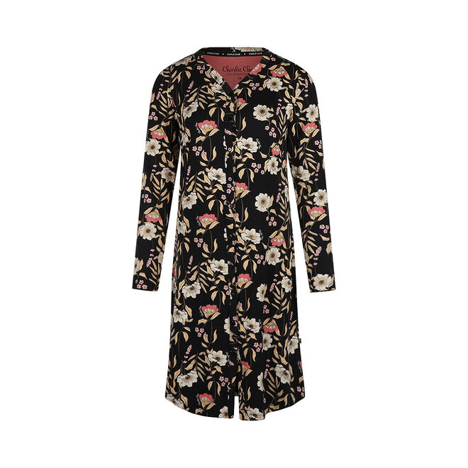 Charlie Choe Damen-Nachthemd, schwarz, Blumenmuster