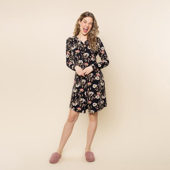 Charlie Choe Women’s Nightdress, Black Floral