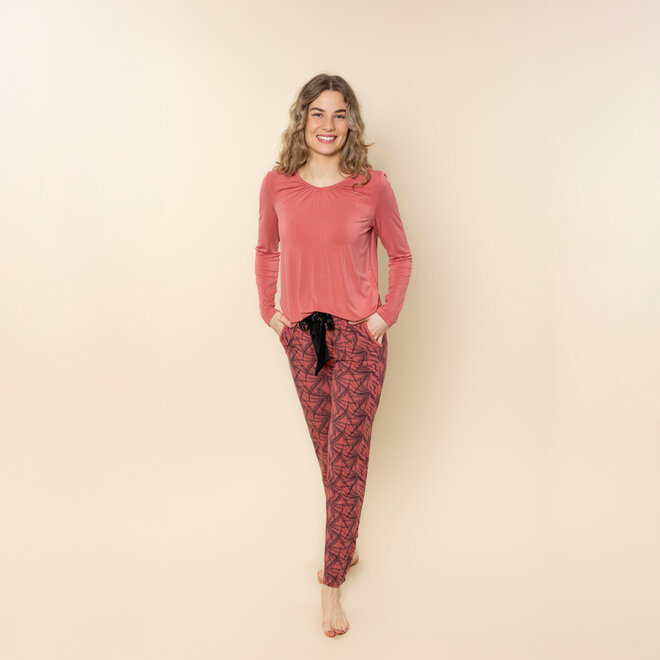 Charlie Choe Damen-Pyjama-Hose Altrosa