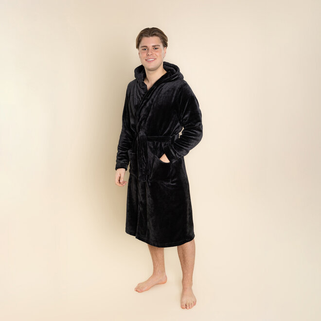 Charlie Choe Women’s Bathrobe, Black, Fluffy