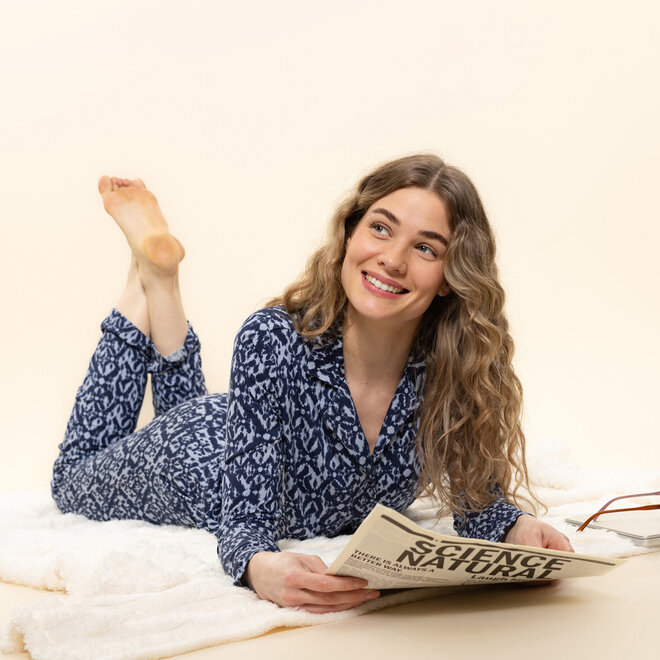 Charlie Choe Damen-Pyjama-Shirt Blau
