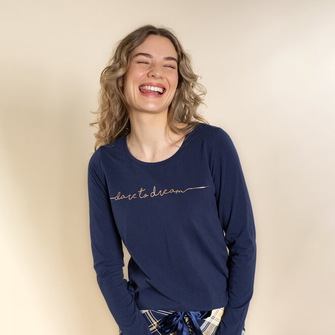 Charlie Choe Damen-Pyjama-Shirt Marineblau