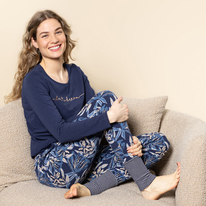 Charlie Choe Women’s Lounge Trousers, Navy Floral