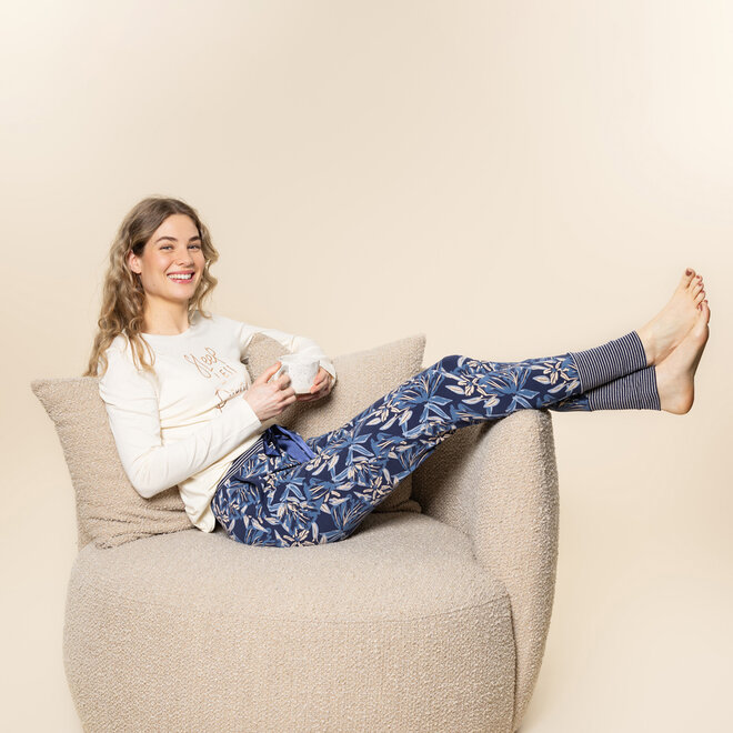 Charlie Choe Damen-Lounge-Hose, marineblau, mit Blumenmuster