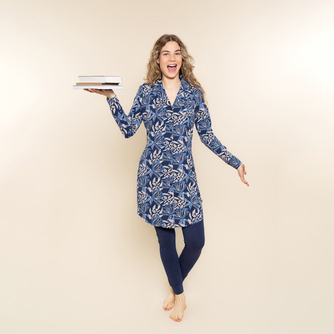 Charlie Choe Dames Nachthemd Navy Bloemen