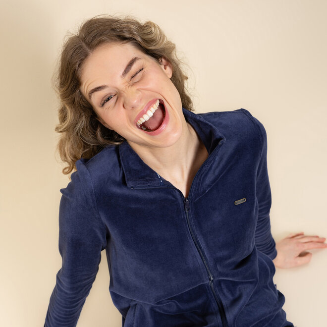 Charlie Choe Dames Comfy Set Navy Velours