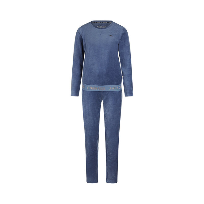 Charlie Choe Damen-Homewear-Set Dunkelblau Velours