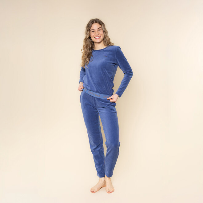 Charlie Choe Dames Homewear Set Donkerblauw Velours