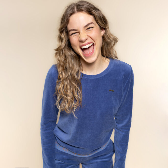Charlie Choe Dames Homewear Set Donkerblauw Velours