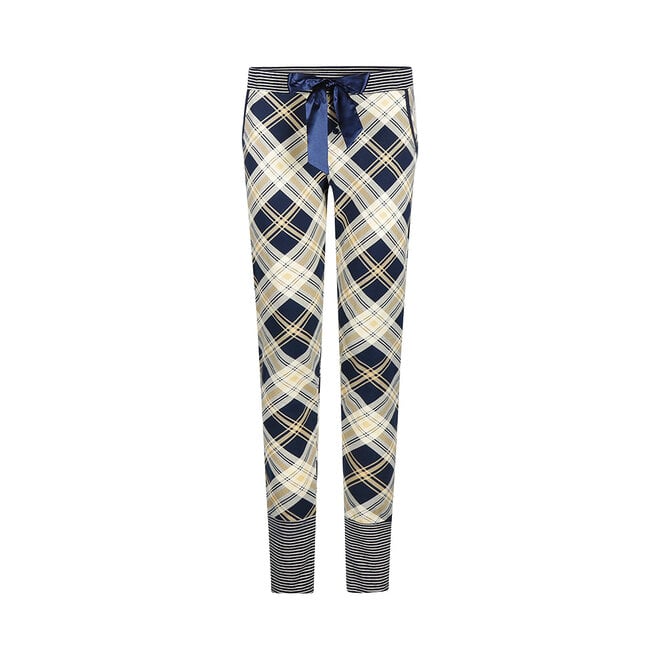 Charlie Choe Dames Loungebroek Navy Ruit