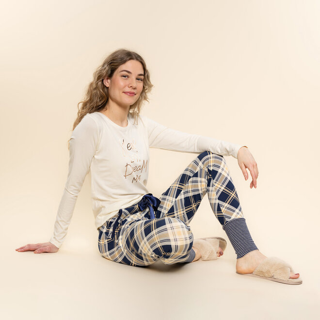 Charlie Choe Damen-Lounge-Hose, marineblau, kariert