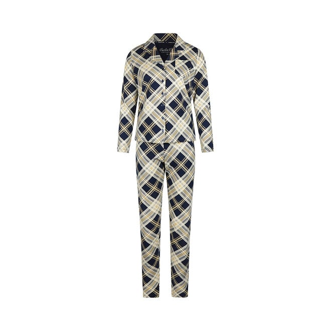 Charlie Choe Dames Pyjama Navy Ruit
