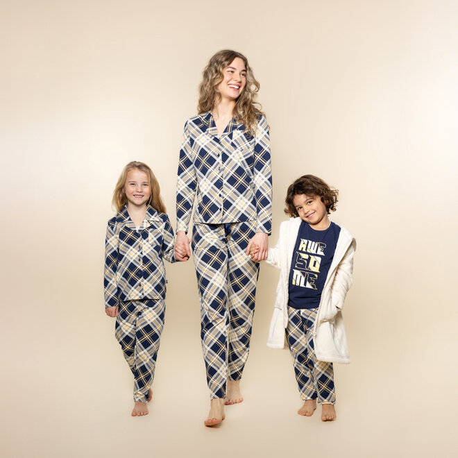 Charlie Choe Dames Pyjama Navy Ruit