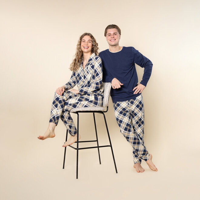 Charlie Choe Herren-Pyjama, marineblau, kariert
