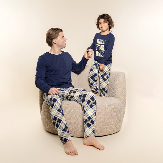 Charlie Choe Herren-Pyjama, marineblau, kariert