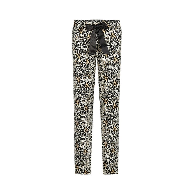 Charlie Choe Dames Pyjamabroek Off White Zwart Bloemen