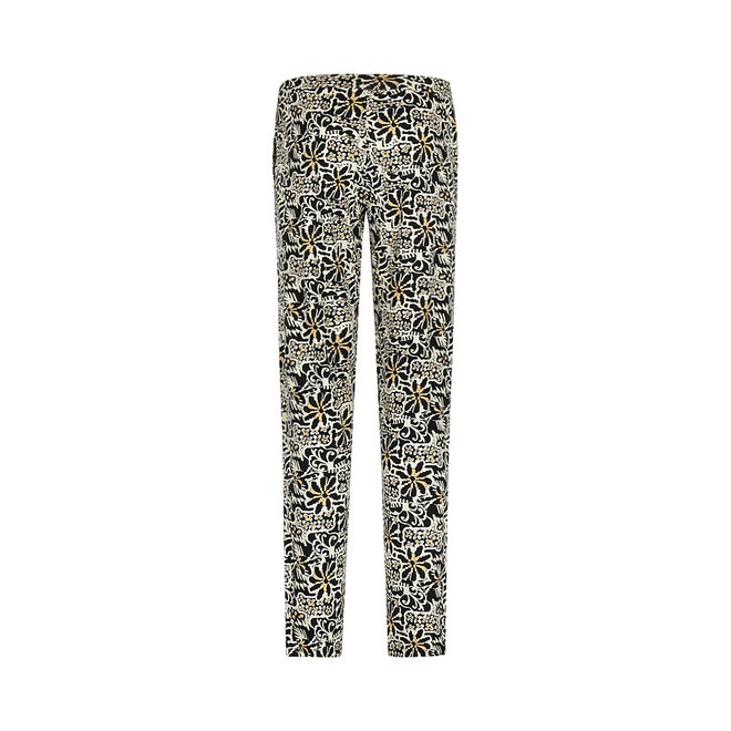 Charlie Choe Dames Pyjamabroek Off White Zwart Bloemen