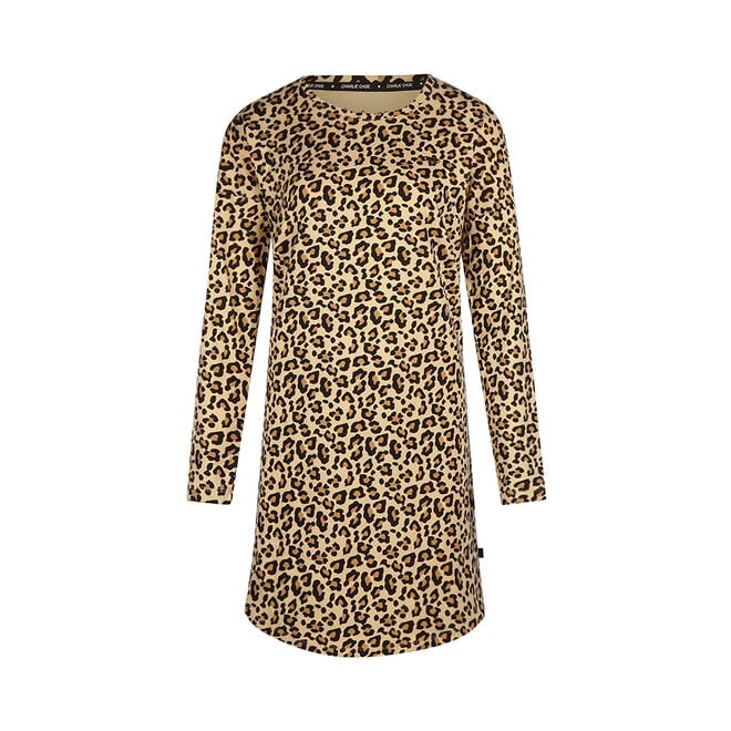 Charlie Choe Dames Bigshirt Beige Panterprint
